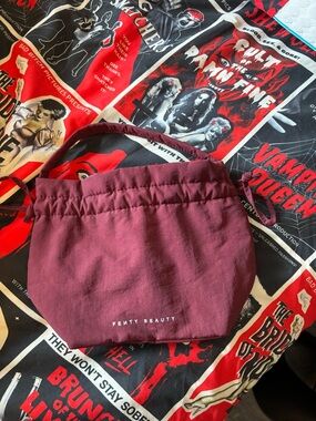 Fenty Beauty Maroon Drawstring Cosmetic Pouch